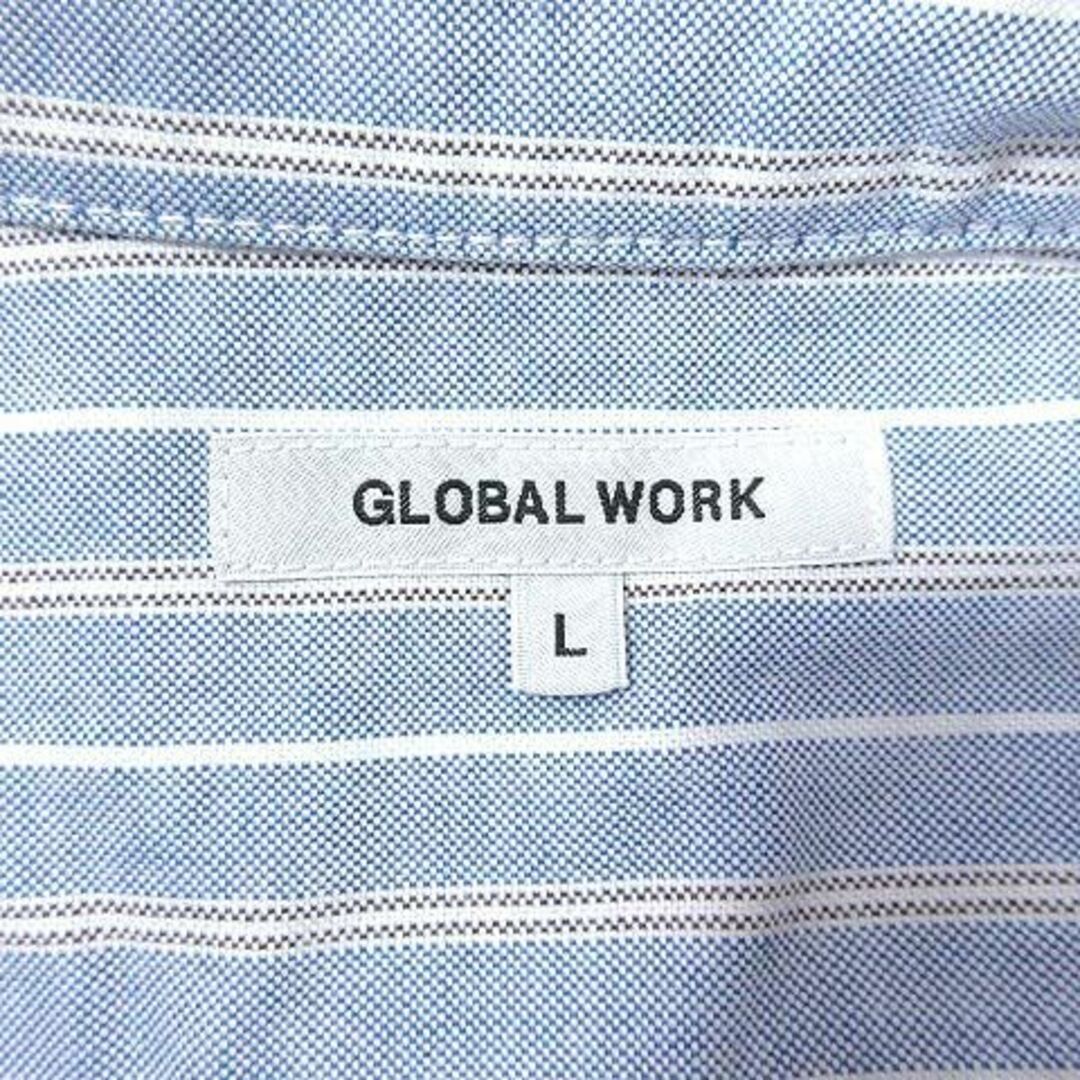 GLOBAL WORK(グローバルワーク)のグローバルワーク シャツ ボタンダウン 長袖 L 青 ライトブルー 白 ■MO メンズのトップス(シャツ)の商品写真