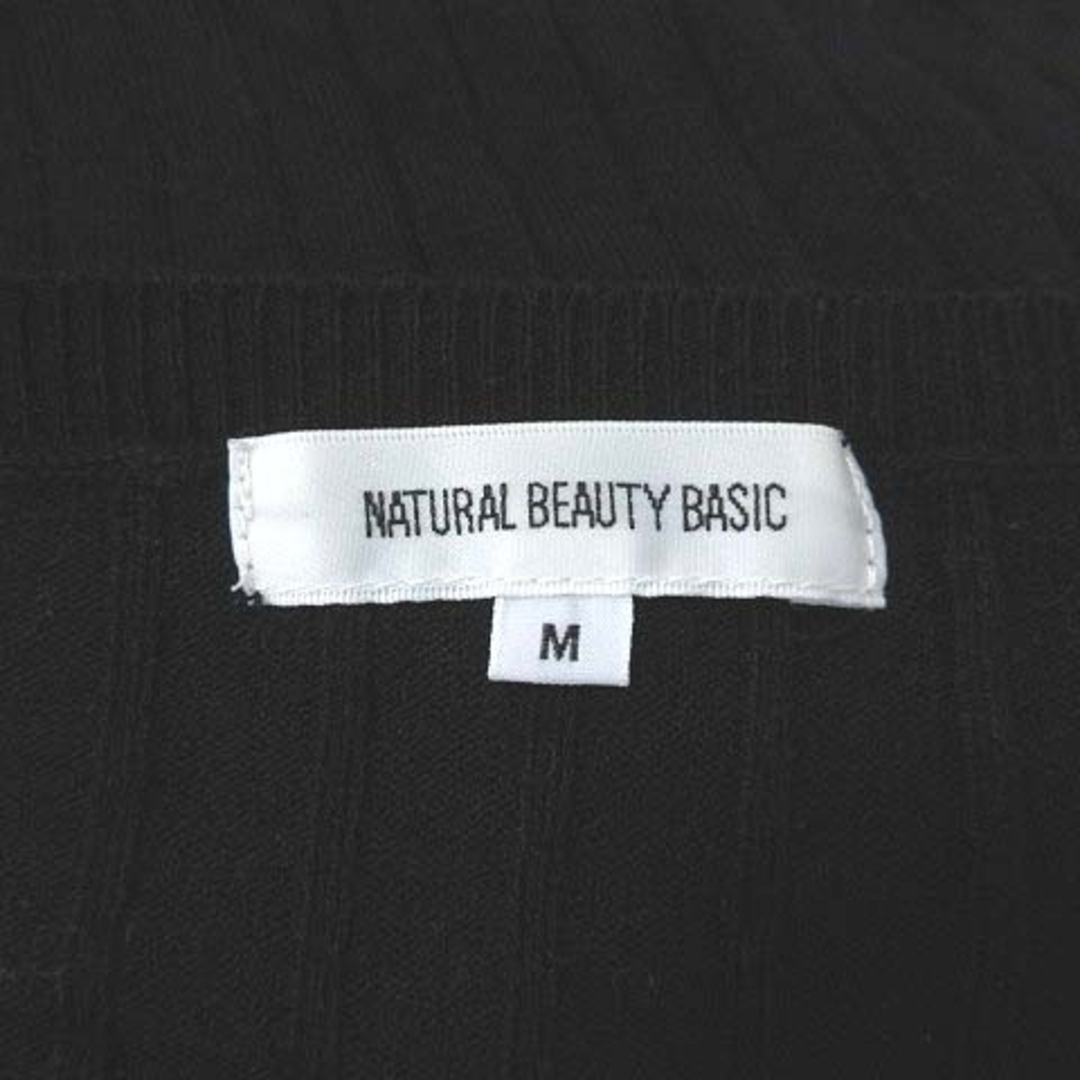 NATURAL BEAUTY BASIC(ナチュラルビューティーベーシック)のナチュラルビューティーベーシック リブニット カットソー 長袖 Vネック M 黒 レディースのトップス(ニット/セーター)の商品写真