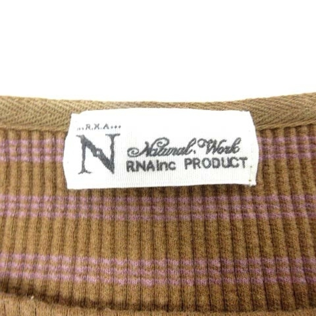 RNA(アールエヌエー)のRNA ニット カットソー ボートネック ボーダー 長袖 M 茶 ブラウン レディースのトップス(ニット/セーター)の商品写真