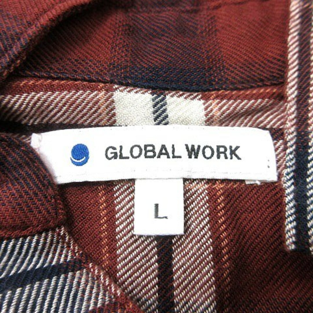 GLOBAL WORK(グローバルワーク)のグローバルワーク GLOBAL WORK シャツ チェック 長袖 L 茶 レディースのトップス(シャツ/ブラウス(長袖/七分))の商品写真