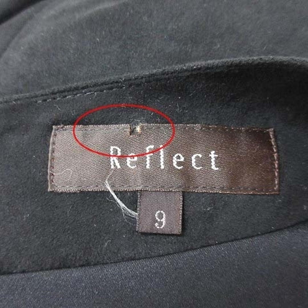 ReFLEcT(リフレクト)のリフレクト ワンピース ひざ丈 長袖 スエード調 切替 ボーダー タック 9 黒 レディースのワンピース(ひざ丈ワンピース)の商品写真