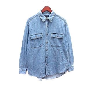 ラングラー(Wrangler)のラングラー WRANGLER シャツ 長袖 L 青 ライトグレー /YK(シャツ)