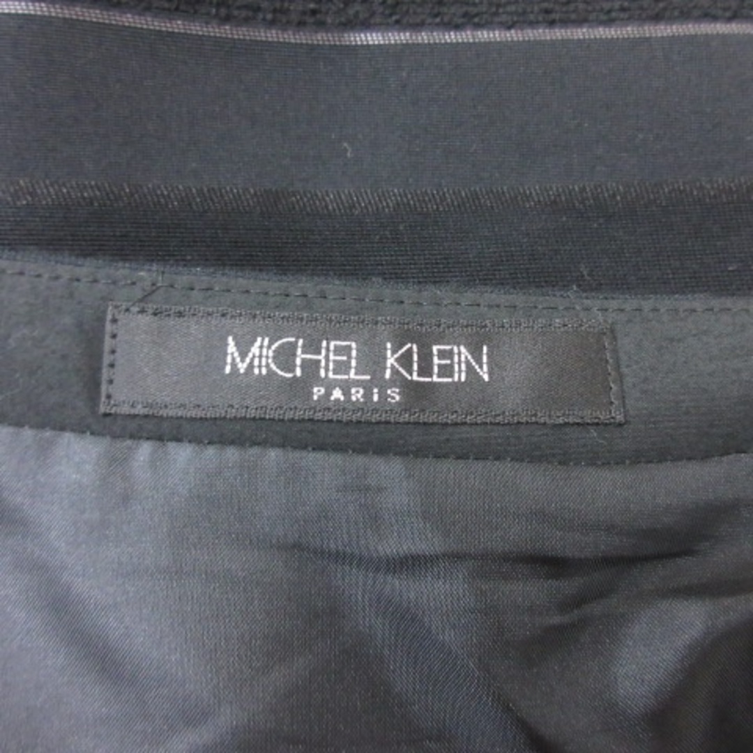 MICHEL KLEIN(ミッシェルクラン)のミッシェルクラン フレアスカート ギャザー ひざ丈 ボーダー 38 黒 レディースのスカート(ひざ丈スカート)の商品写真