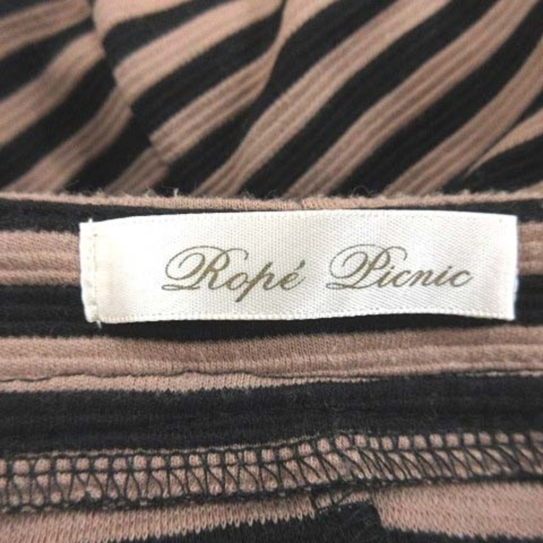 Rope' Picnic(ロペピクニック)のロペピクニック ノーカラージャケット ニット ボーダー 装飾 38 ベージュ 黒 レディースのジャケット/アウター(その他)の商品写真