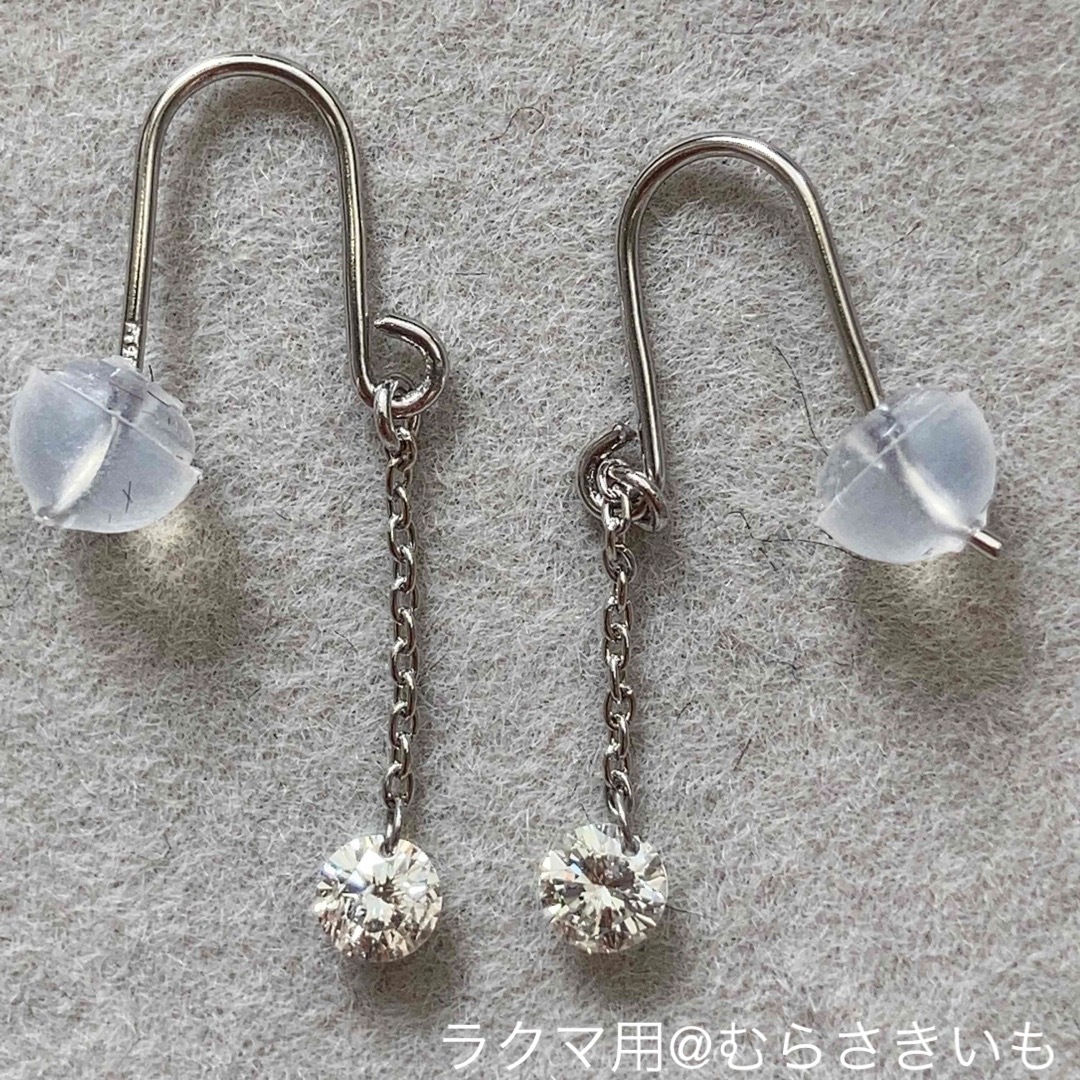 0.24カラット ダイヤ プラチナ チェーン フック ピアス レディースのアクセサリー(ピアス)の商品写真