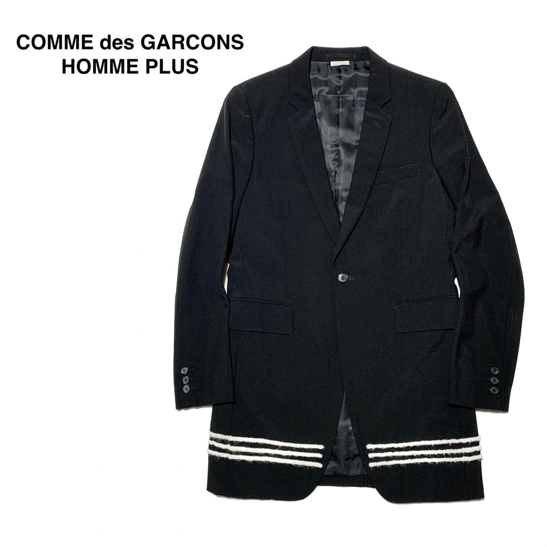 COMME des GARCONS HOMME PLUS(コムデギャルソンオムプリュス)の☆美品 コムデギャルソンオムプリュス 3ライン ロング テーラードジャケット 黒 メンズのジャケット/アウター(テーラードジャケット)の商品写真