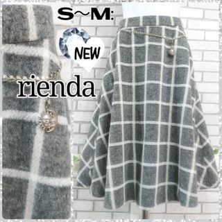 リエンダ(rienda)のM：未使用★ミディスカート／リエンダ★チャコールグレー・チェック(ひざ丈スカート)