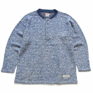 リーバイス(Levi's)の90s イタリア製 Levi'sリーバイス ヘンリーネック パイル スウェット 霜降りブルー L★ユーロ ヨーロッパ オールド オーバーサイズ(スウェット)