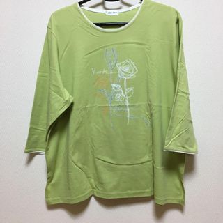 レディース　トップス　バラ　花柄　グリーン(Tシャツ(長袖/七分))