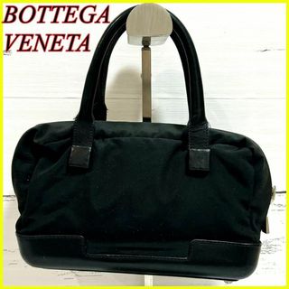 ボッテガヴェネタ(Bottega Veneta)の【美品】ボッテガヴェネタ ミニハンドバッグ ナイロン×レザー ブラック ロゴ(ハンドバッグ)