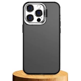 ★iPhone13ProMax クリアケース透明 黒カメラブラケットプロテクショ(iPhoneケース)