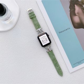 Apple Watchバンド　グリーン　フェイクレザー　38/40/41㎜(腕時計)