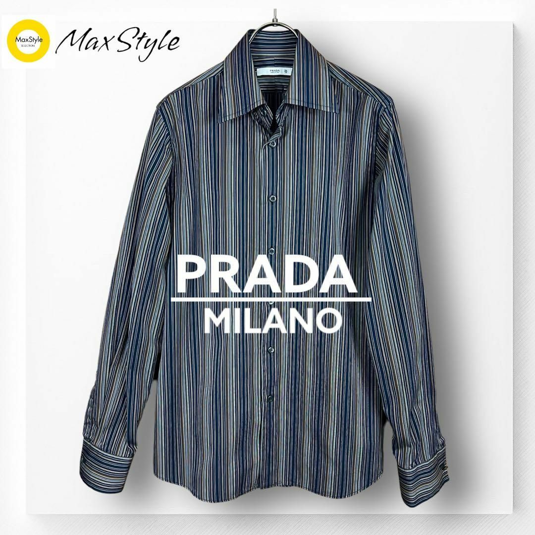 PRADA(プラダ)の【プラダ】 PRADA シャツ メンズ 長袖 ストライプ M イタリア製 マルチ メンズのトップス(シャツ)の商品写真