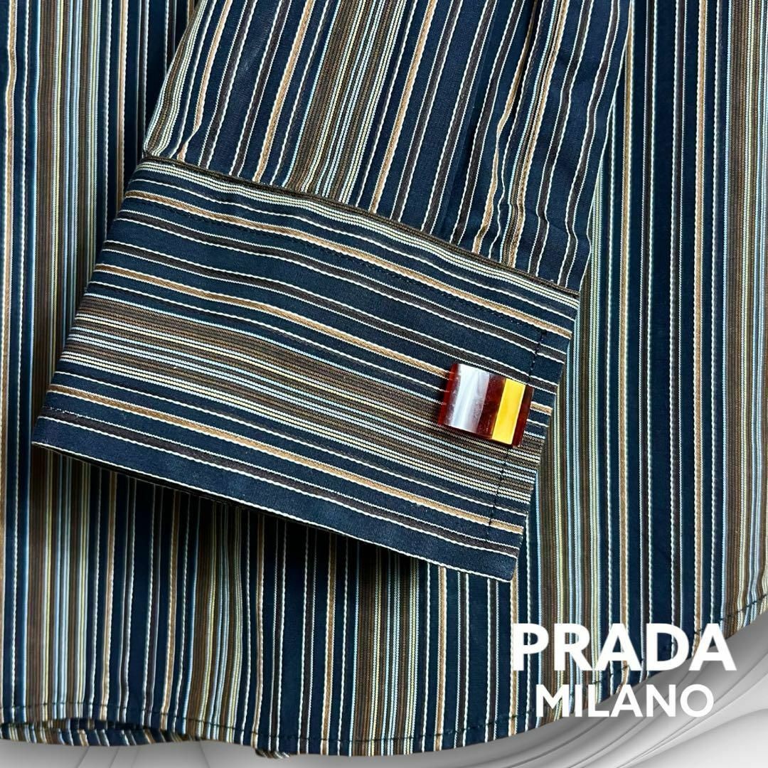 PRADA(プラダ)の【プラダ】 PRADA シャツ メンズ 長袖 ストライプ M イタリア製 マルチ メンズのトップス(シャツ)の商品写真