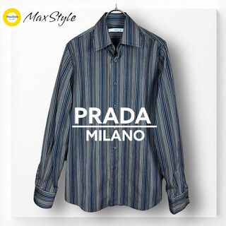 プラダ(PRADA)の【プラダ】 PRADA シャツ メンズ 長袖 ストライプ M イタリア製 マルチ(シャツ)