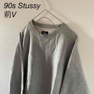 ステューシー(STUSSY)の【超レア】90sStussyステューシー紺タグスウェットトレーナー前Vメンズ長袖(スウェット)