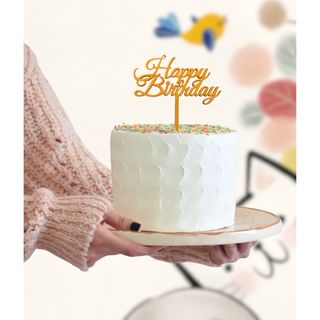 happy birthday木製ケーキトッパー　誕生日　ハッピーバースデー(お食い初め用品)