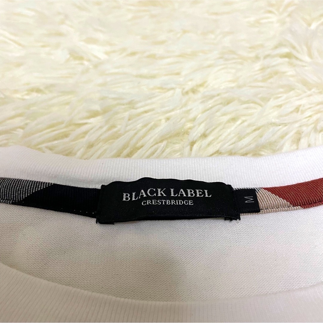BLACK LABEL CRESTBRIDGE(ブラックレーベルクレストブリッジ)の美品　ブラックレーベルクレストブリッジ　ロンT 長袖　ロゴ　白　M メンズのトップス(Tシャツ/カットソー(七分/長袖))の商品写真