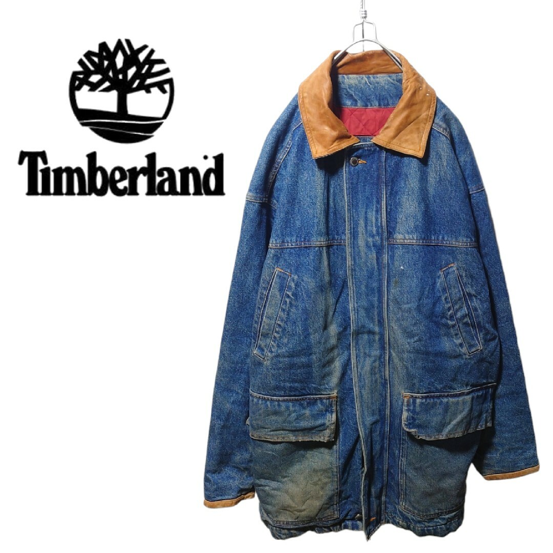 Timberland(ティンバーランド)の【Timberland】 レザー襟 中綿入りデニムハンティングジャケットS223 メンズのジャケット/アウター(Gジャン/デニムジャケット)の商品写真