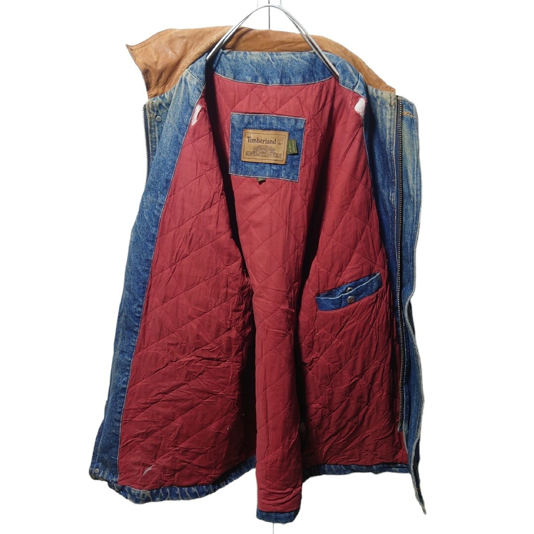 Timberland】 レザー襟 中綿入りデニムハンティングジャケットS223 Timberland】 レザー襟 中綿入りデニムハンティングジャケットS223
