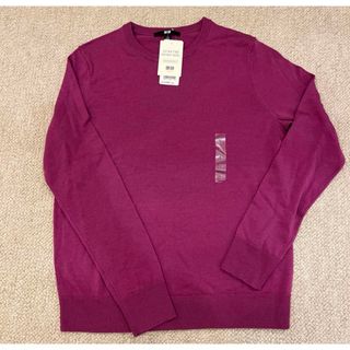 ユニクロ(UNIQLO)のユニクロ　エクストラファインメリノクルーネックセーター76purple(ニット/セーター)