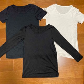 ユニクロ(UNIQLO)のヒートテック 3枚 半袖 長袖 130 ユニクロ 肌着 キッズ 黒 男の子 女(下着)