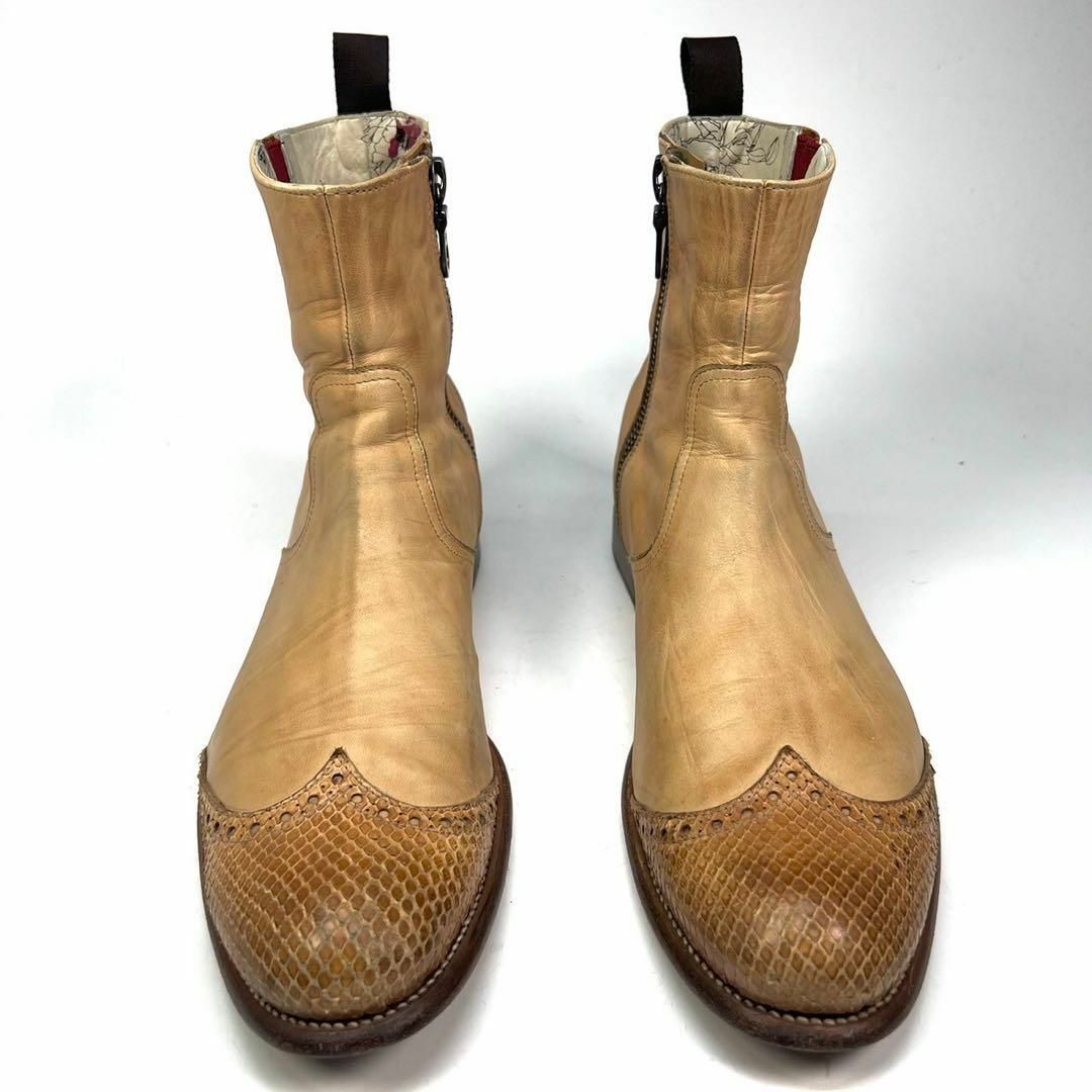ポールスミス　サイドジップブーツ　パイソン　レザー メンズの靴/シューズ(ブーツ)の商品写真