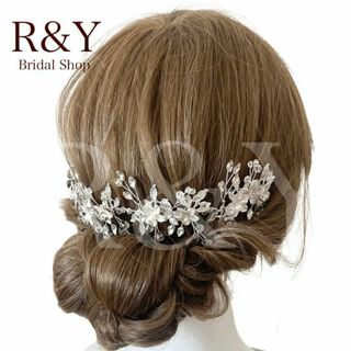 H12ブライダル　ヘッドドレス　ウェディング　ヘアアクセサリー　髪飾り　小枝(ヘッドドレス/ドレス)