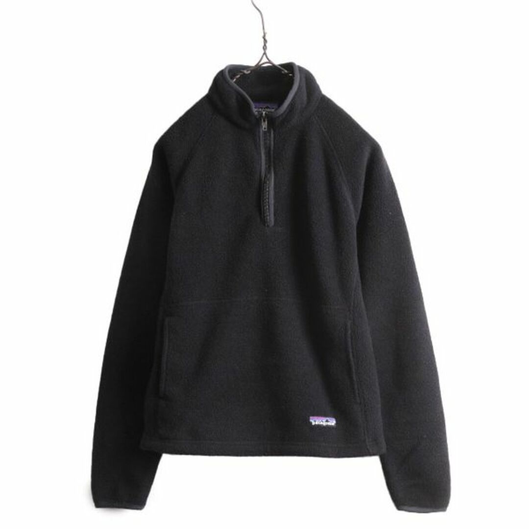 patagonia(パタゴニア)の00s 04年製 パタゴニア シンチラ マースピアル フリース ジャケット レディース M | Patagonia ジャンパー ハーフジップ プルオーバー 黒 レディースのジャケット/アウター(ブルゾン)の商品写真