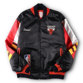 古着 90年代 MR. WOLSON NBA CHICAGOBULLS シカゴブルズ 3PEAT サテンスタジャン アワードジャケット バーシティジャケット メンズXL ヴィンテージ /evb003222(スタジャン)