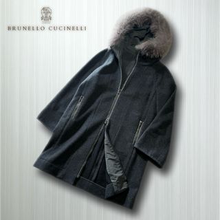 ブルネロクチネリ(BRUNELLO CUCINELLI)のL41★美品★極上カシミヤ100% ファーつきフーデッドコート ブルネロクチネリ(毛皮/ファーコート)