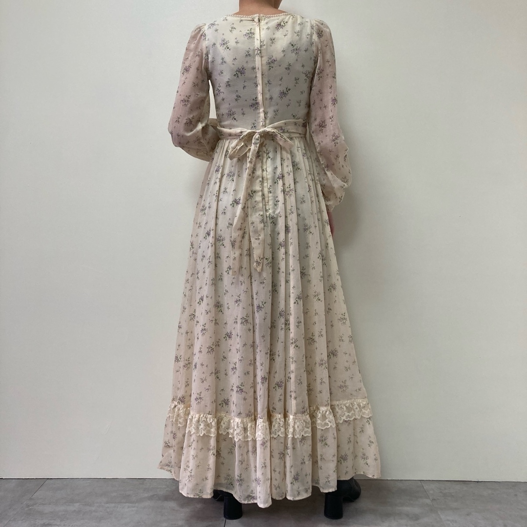 GUNNE SAX(ガニーサックス)の古着 70年代 ガンネサックス GUNNE SAX Jessica 花柄 マキシ丈 長袖 フレア ワンピース USA製 レディースM ヴィンテージ /eva000724 レディースのワンピース(その他)の商品写真