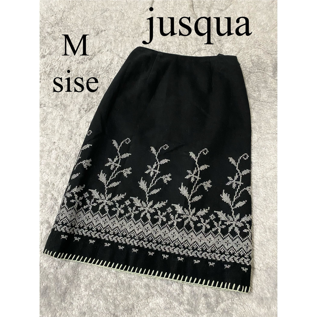 ジュスカ　膝丈スカート　38 M 刺繍　ナルミヤインターナショナル　日本製 | フリマアプリ ラクマ