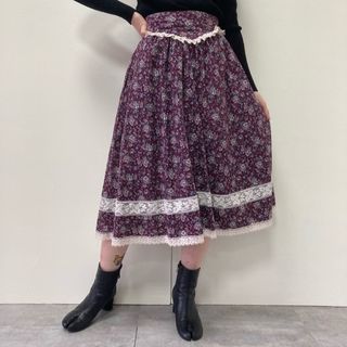 ガニーサックス(GUNNE SAX)の古着 80年代 ガンネサックス GUNNE SAX JESSICA McCLINTOCK 花柄 ロング フレアスカート USA製 レディースS ヴィンテージ /evb002959(ロングスカート)