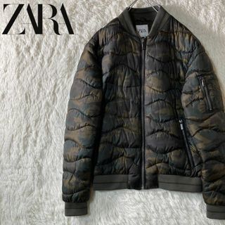 ザラ(ZARA)の極美品 ZARA ザラ ダウンジャケット 中綿ジャケット L カモフラ 迷彩(ブルゾン)