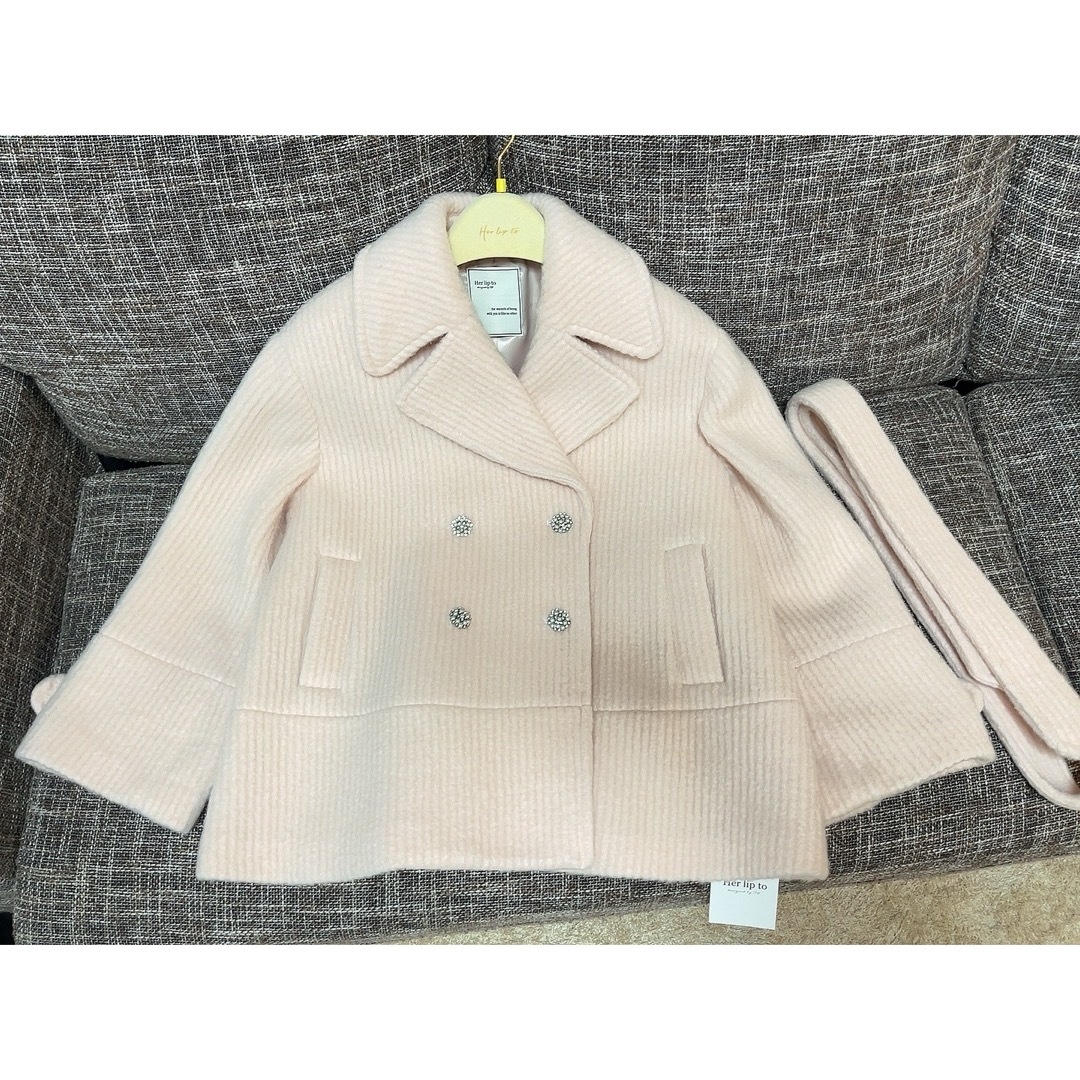 Her lip to(ハーリップトゥ)のHer lip to Odette Wool-Blend Coat S pink レディースのジャケット/アウター(ピーコート)の商品写真