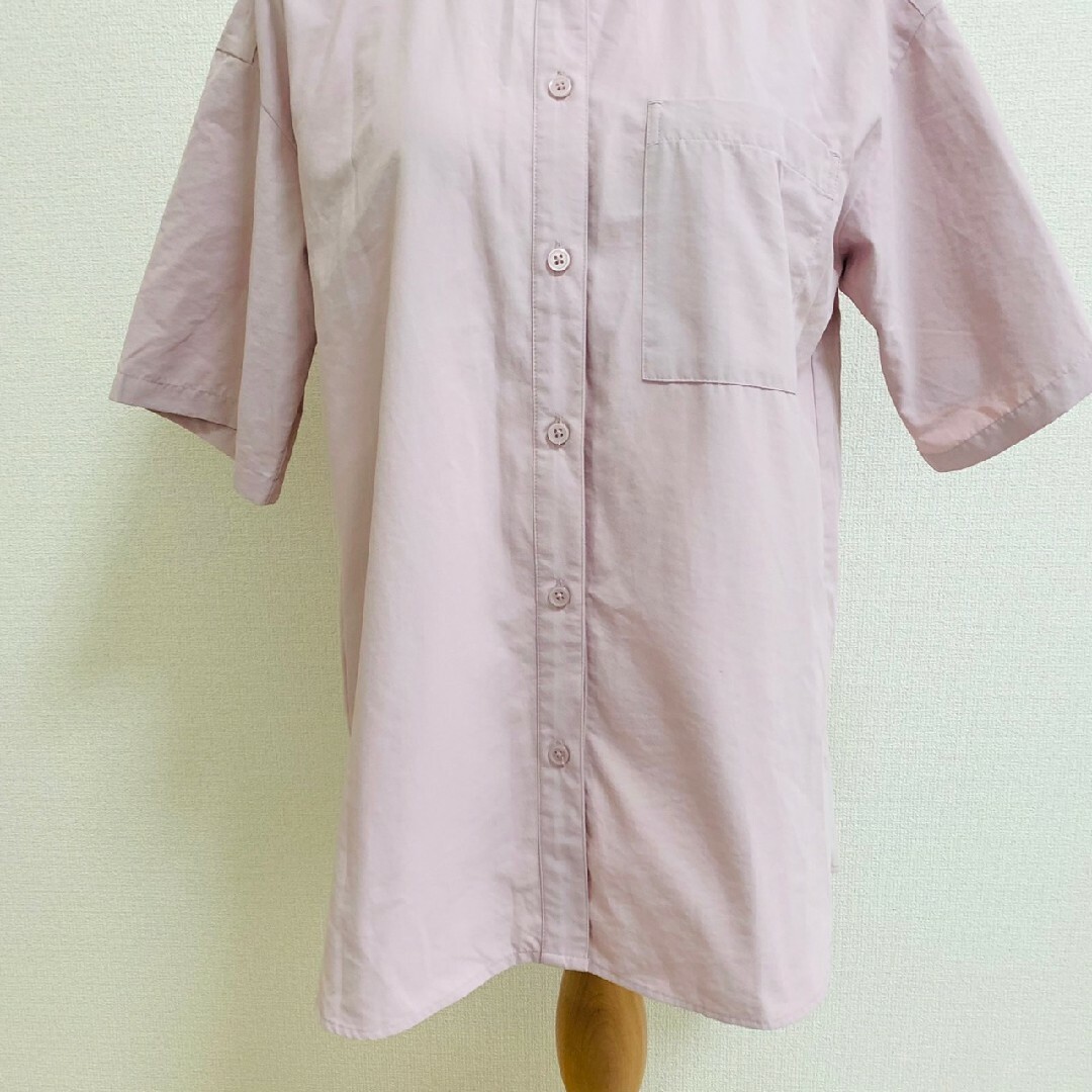 GU(ジーユー)のジーユー S 半袖シャツ オフィスカジュアル カラーシャツ ピンク 無地 メンズのトップス(シャツ)の商品写真