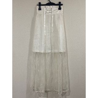 アンクルージュ Ank Rouge シースルースカート 白(ロングスカート)