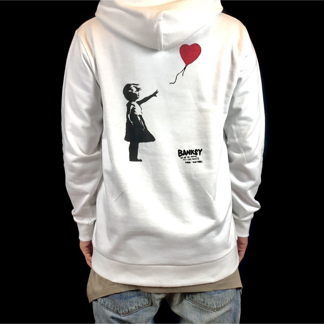 【送料無料】新品 BANKSY 風船と少女 バック プリント パーカー