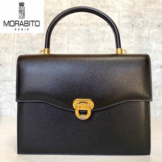 モラビト(MORABITO)の【美品】MORABITO BLACK カーフレザー ゴールド金具 ハンドバッグ(ハンドバッグ)