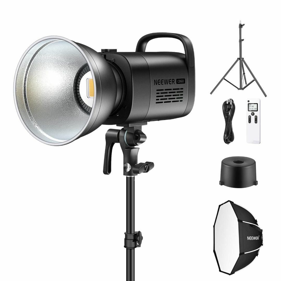 カメラNEEWER CB60 2.4G 60W LED ビデオライトキット COBライ