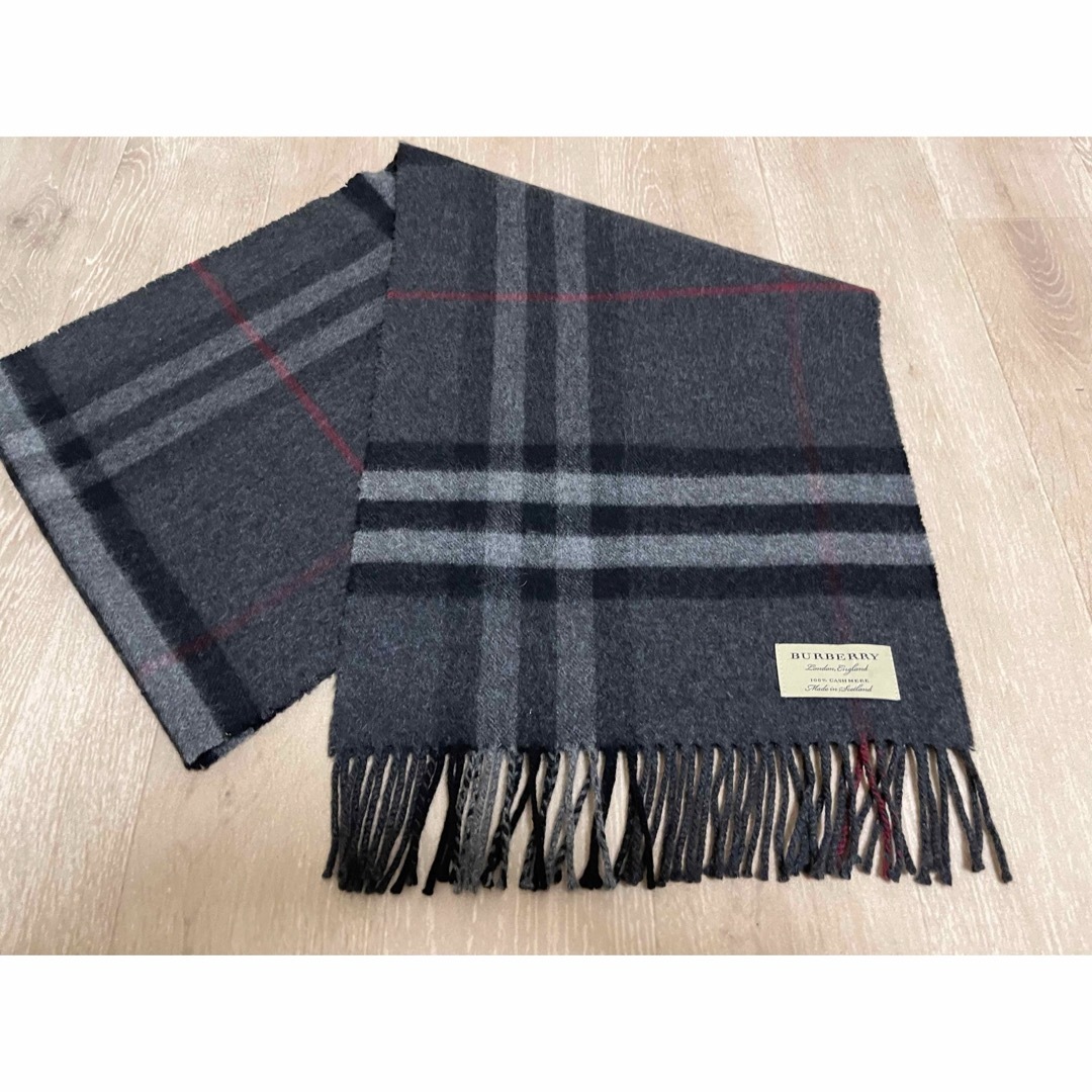 BURBERRY(バーバリー)のBURBERRY　バーバリー　マフラー　カシミア100％　チャコール　美品 メンズのファッション小物(マフラー)の商品写真