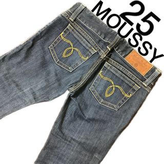 マウジー(moussy)のMOUSSY デニム25 ローライズ 25inch イエローステッチ ジーンズ(デニム/ジーンズ)