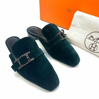 エルメス(Hermes)のHERMES エルメス　ベロア　ベルベット　ミュール　サンダル　バックル(ミュール)