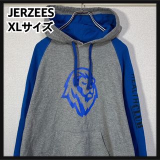 ジャージーズ(JERZEES)の【ジャージーズ】パーカー　アニマル　ライオン　袖ロゴ　企業ロゴ　グレー１G(パーカー)