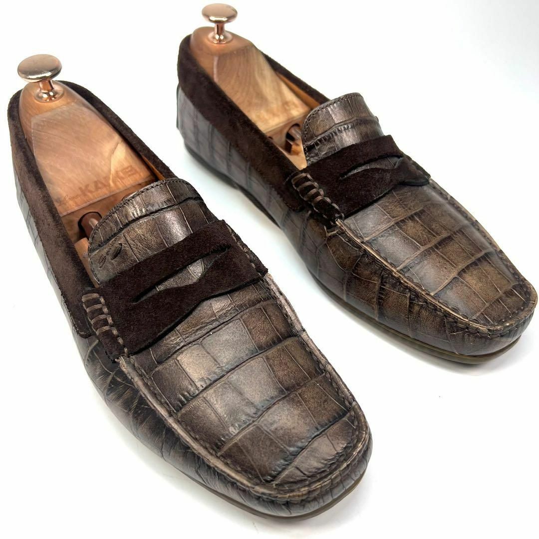 Santoni サントーニ ローファー 革靴 クロコ型押し Santoni サントーニ ローファー 革靴 クロコ型押し