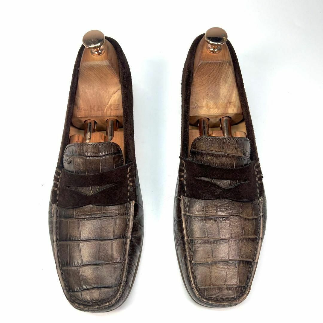 Santoni サントーニ ローファー 革靴 クロコ型押し Santoni サントーニ ローファー 革靴 クロコ型押し