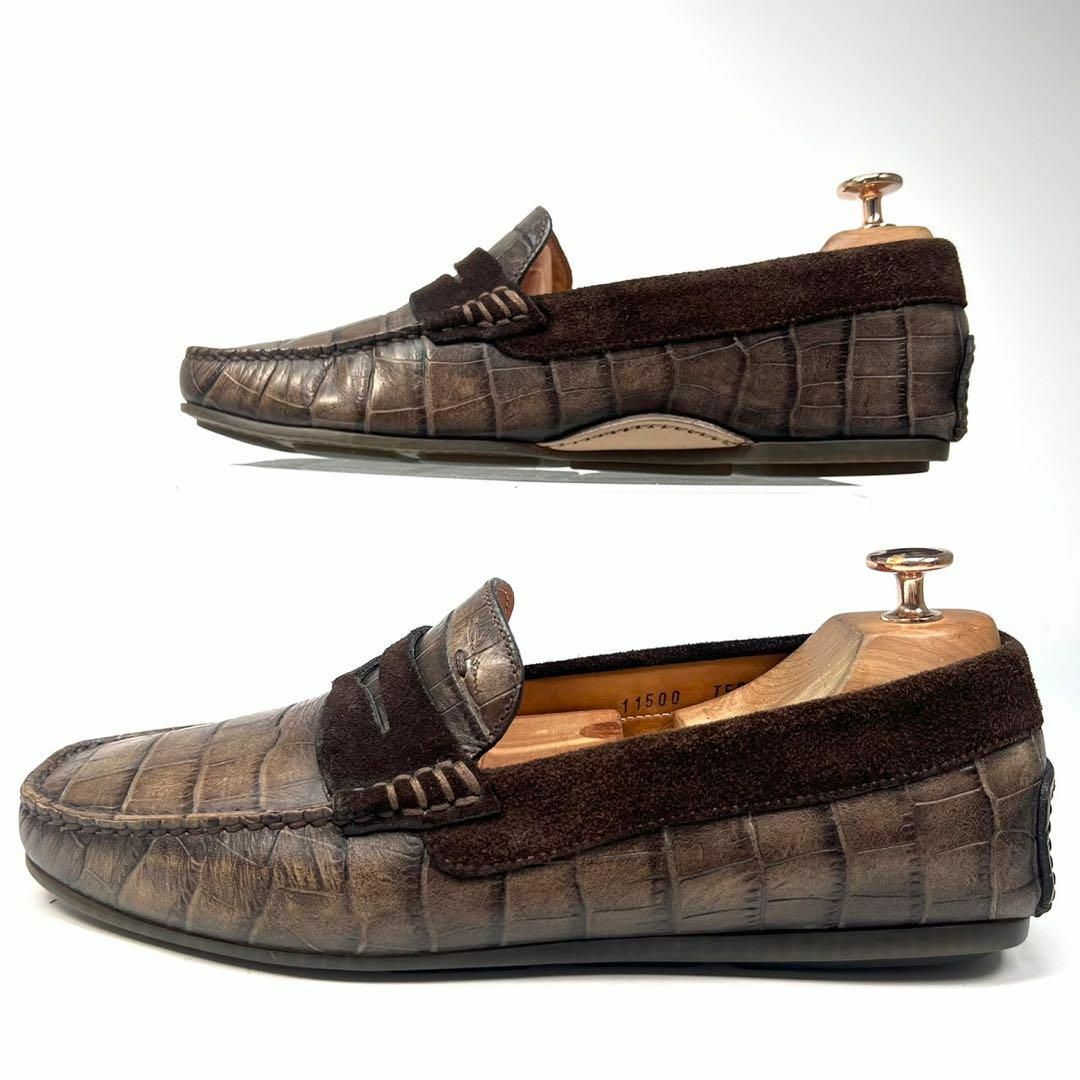 Santoni サントーニ ローファー 革靴 クロコ型押し Santoni サントーニ ローファー 革靴 クロコ型押し