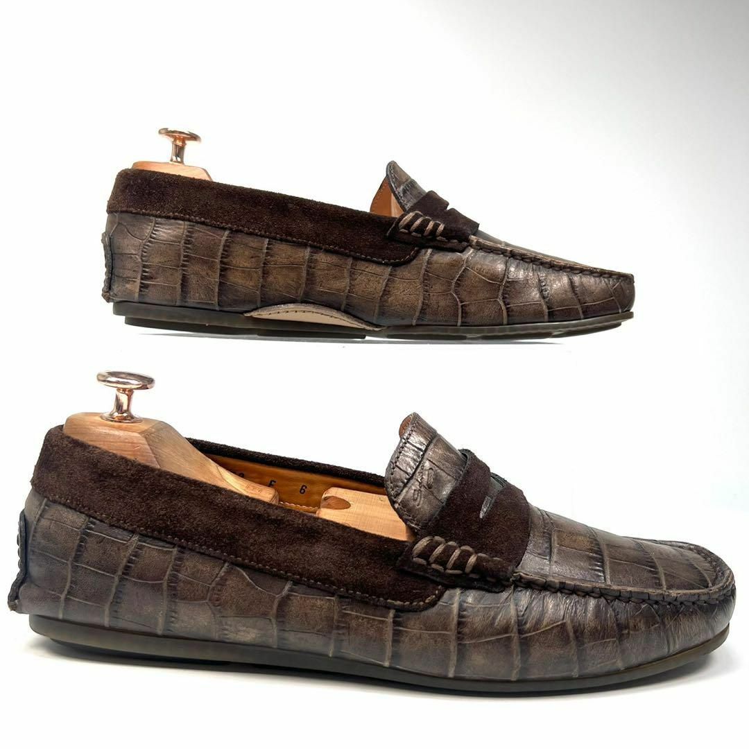 Santoni(サントーニ)のSantoni サントーニ　ローファー　革靴　クロコ型押し メンズの靴/シューズ(ドレス/ビジネス)の商品写真