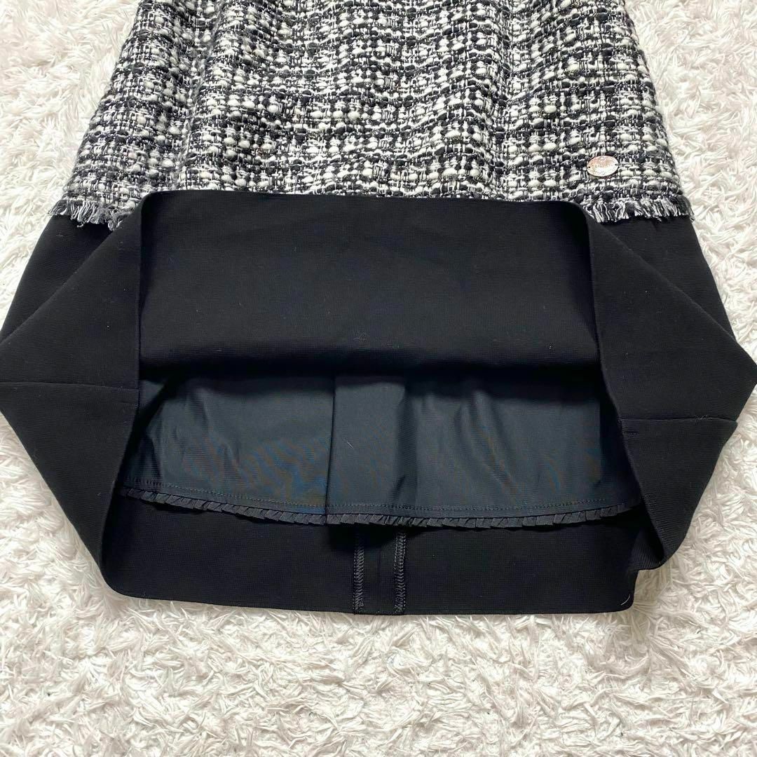 極美品✨FOXEY ツイード ワンピース ひざ丈 ニット シフォン 40 黒 極美品✨FOXEY ツイード ワンピース ひざ丈 ニット シフォン 40 黒